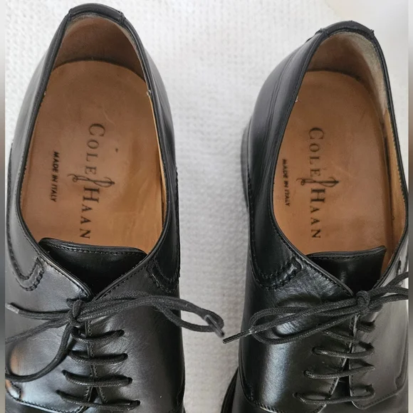 Cole Haan Black Lace Up 9.5 Mens Dress Shoes Tap Toe Nike Air Heel Made … - Picture 4 of 16
